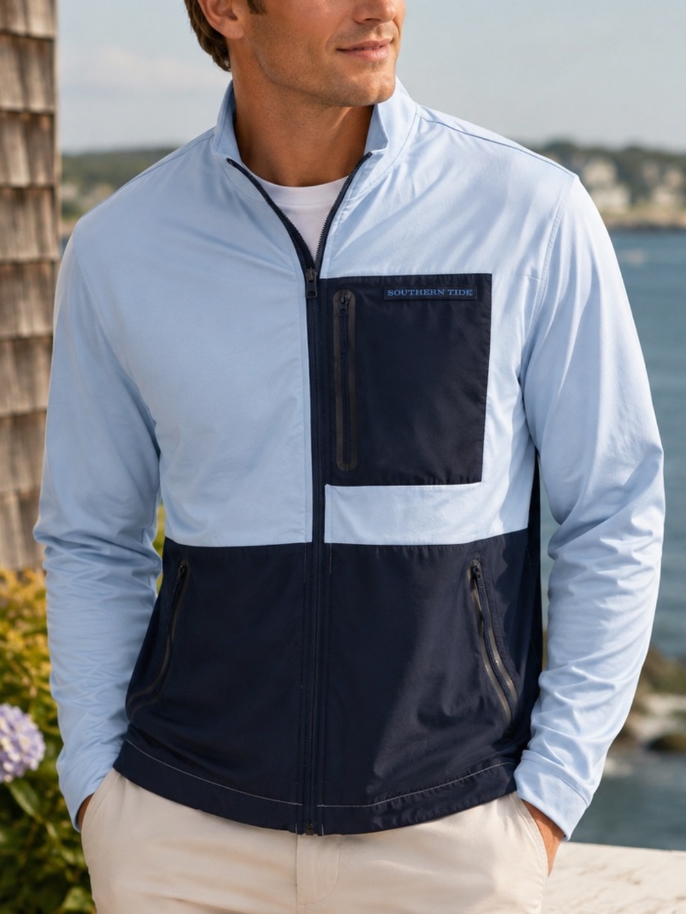 Men's Southern Tide Sea Foam Performance Full Zip Jacket Size Large